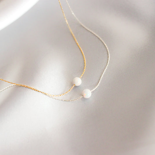 Dainty Ball Opal Necklace In Gold Fill Or Sterling Silver ∙ Small Dainty Statement Necklace