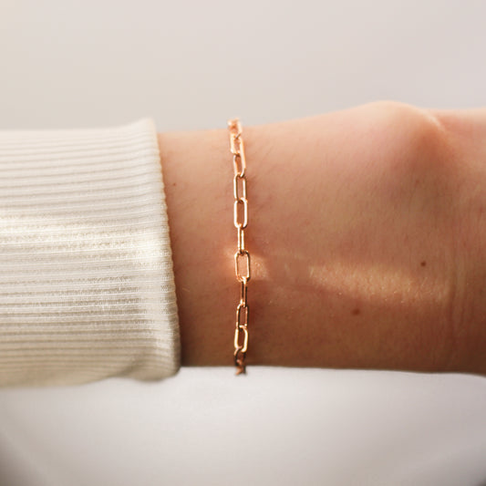 14k Rose Gold Filled Bracelet ∙ 2.5mm Paperclip Adjustable Bracelet