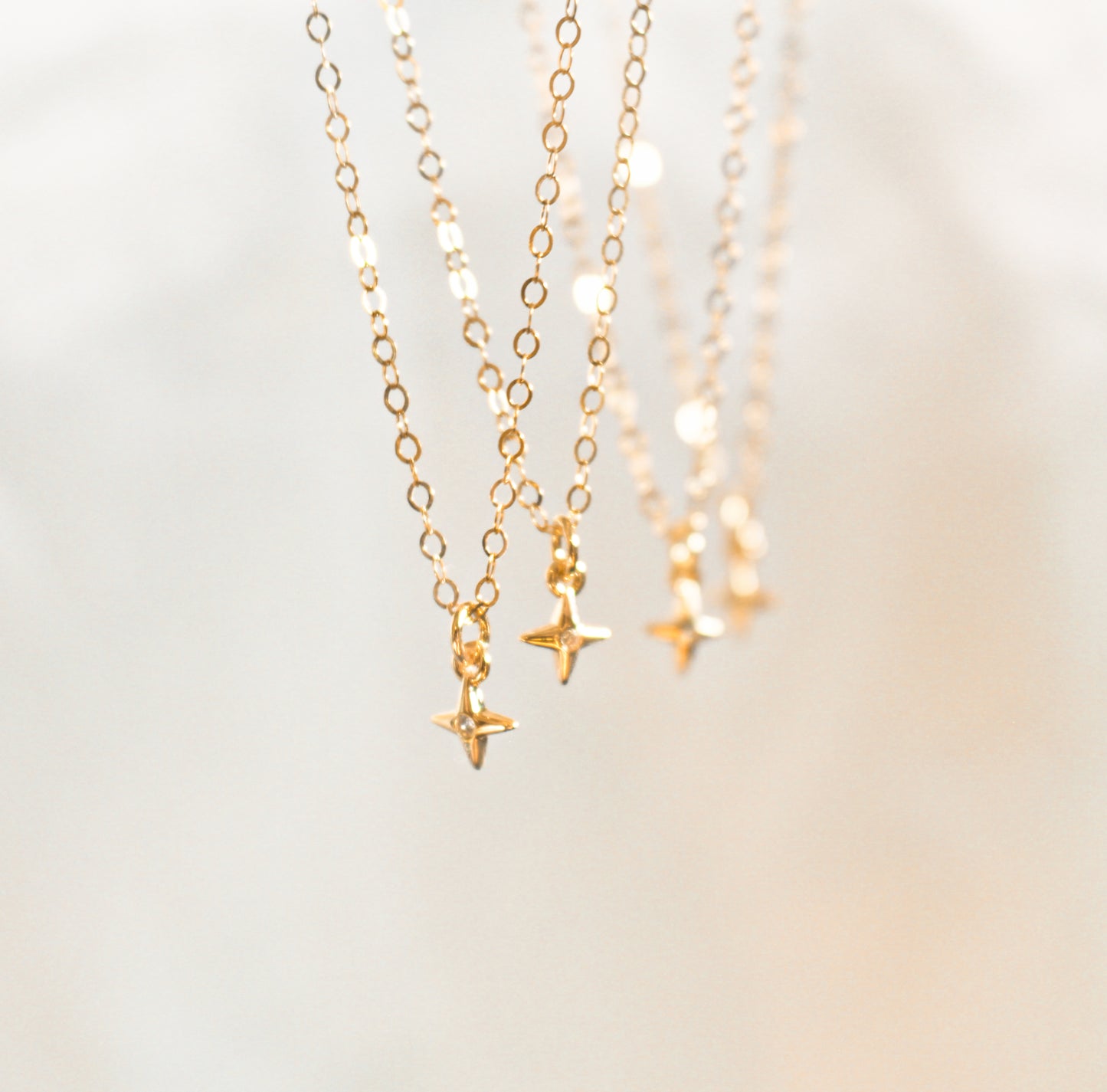 14K Gold Filled North Star Necklace ∙ Beautiful Celestial Choker Gold Chain For Women ∙ Dainty Minimalist Layering Dangle Necklace Set