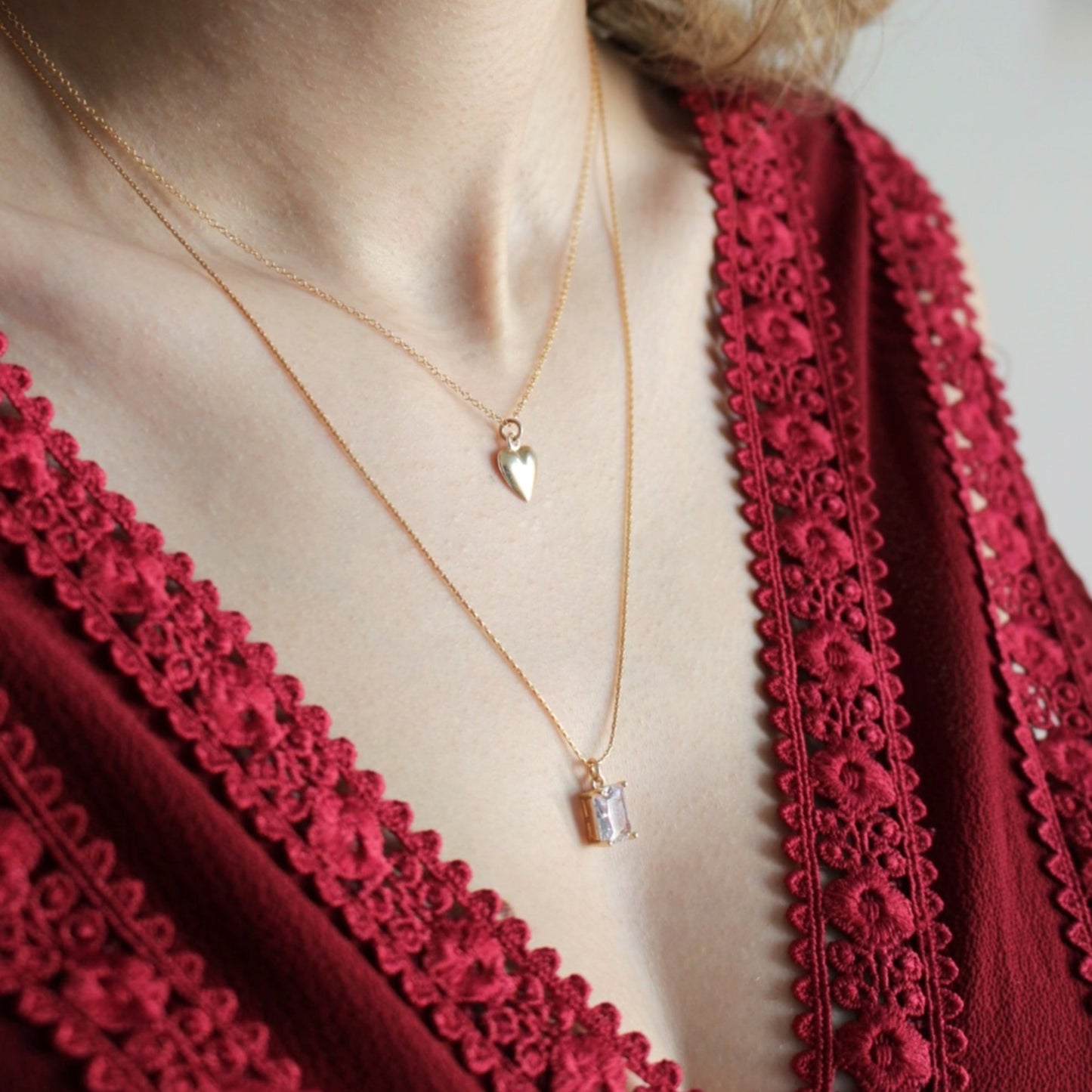 EMMA - Emerald cut cubic zirconia necklace in 14K Gold Filled