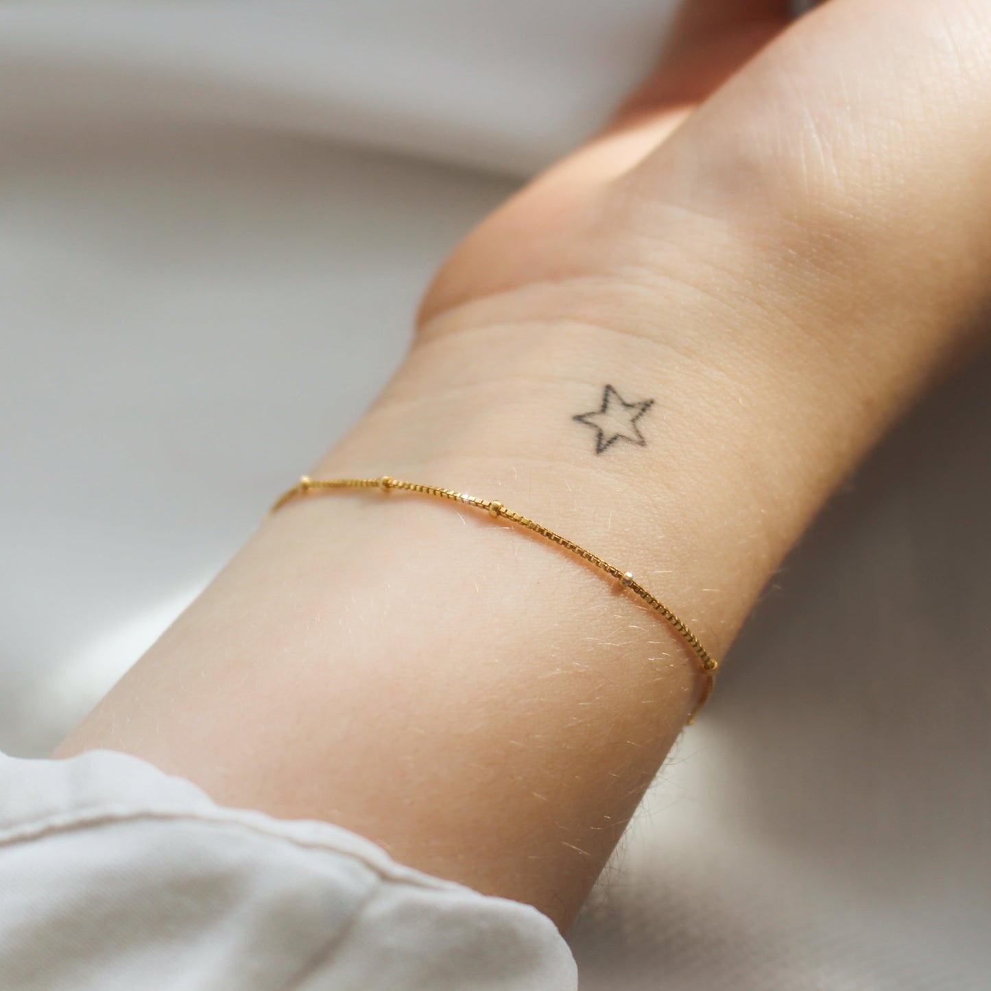 14k gold filled Satellite bracelet ∙ 14k Gold Fill Bracelet box and bead chain
