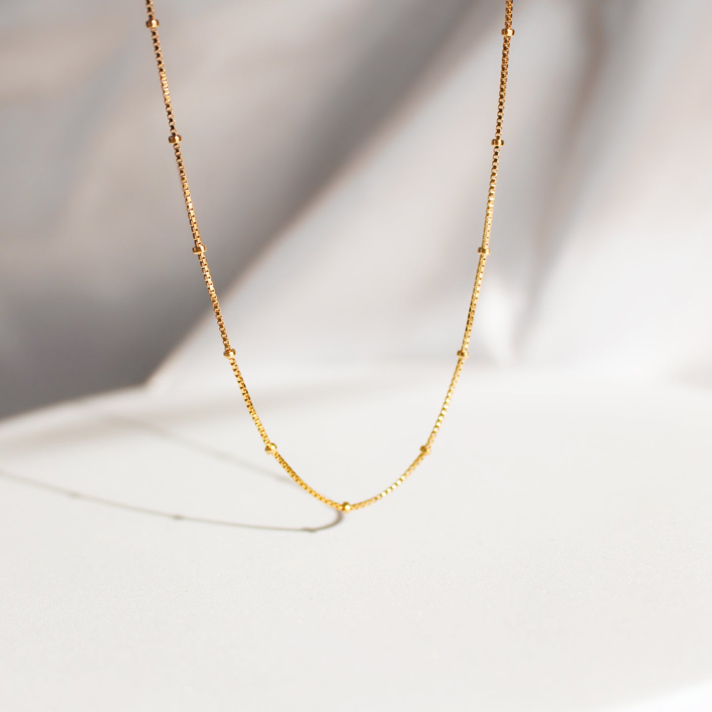 14k gold filled box with beads chain - Satellite necklace