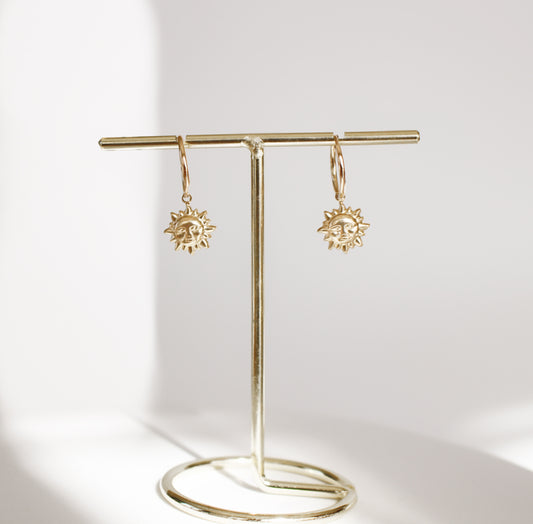 Sunny - Gold Sun Hoop Earrings in 14 Karat Gold Fill