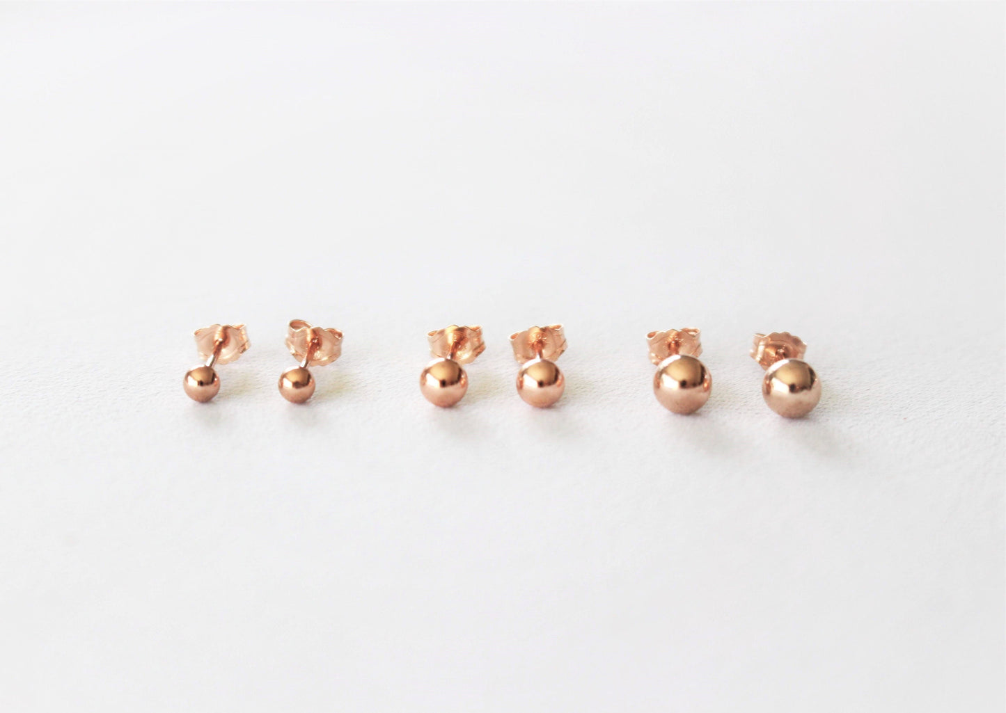 Boucles d'oreilles à tige boule remplies d'or ROSE 14K | 3 - 4 - 5 millimètres