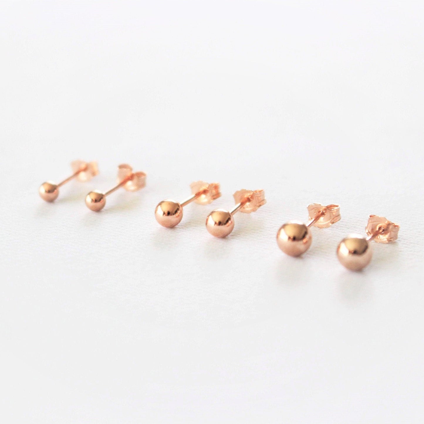 Boucles d'oreilles à tige boule remplies d'or ROSE 14K | 3 - 4 - 5 millimètres