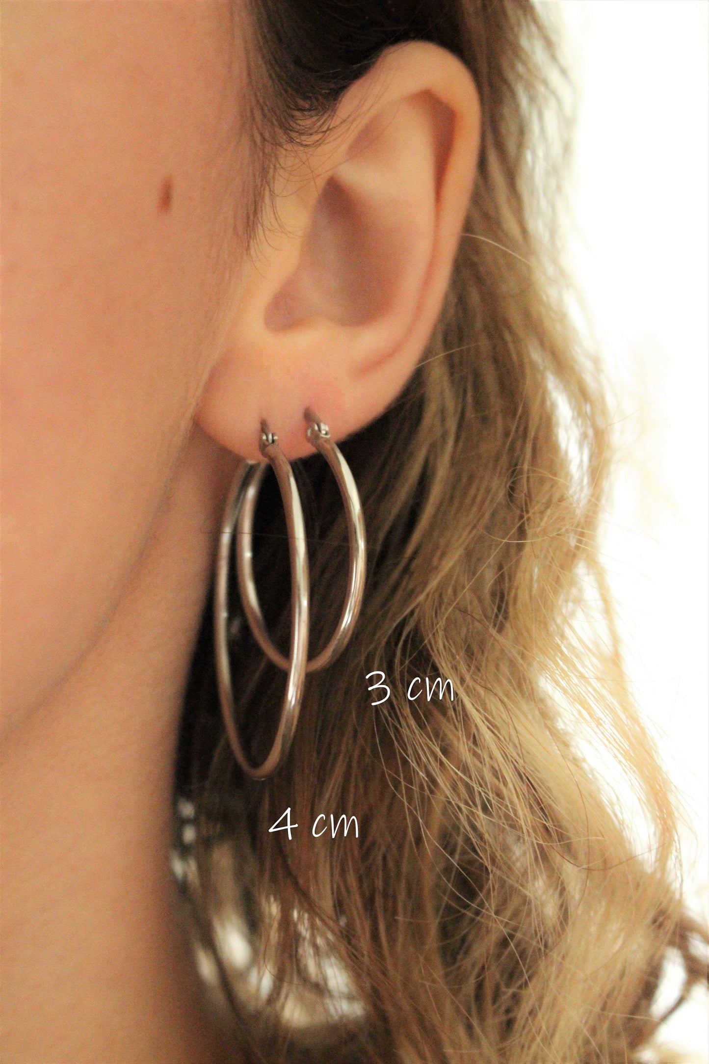 Plusieurs tailles de boucles d'oreilles en acier inoxydable | Petites créoles en argent | boucles d'oreilles femme ronde max créoles cercle bijoux argent