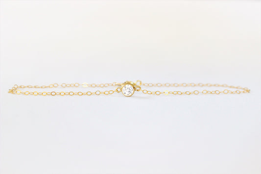 14k Gold Filled Bracelet For Women ∙ 4mm Clear Zircon