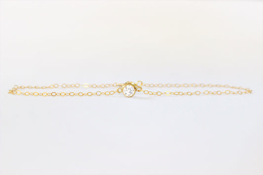 Étincelant - Bracelet rempli d'or 14 carats avec connecteur en zircon transparent