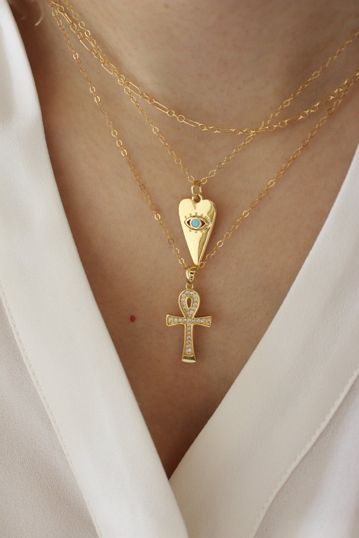 Turquoise evil eye necklace in 14K Gold Filled - Protection and Love