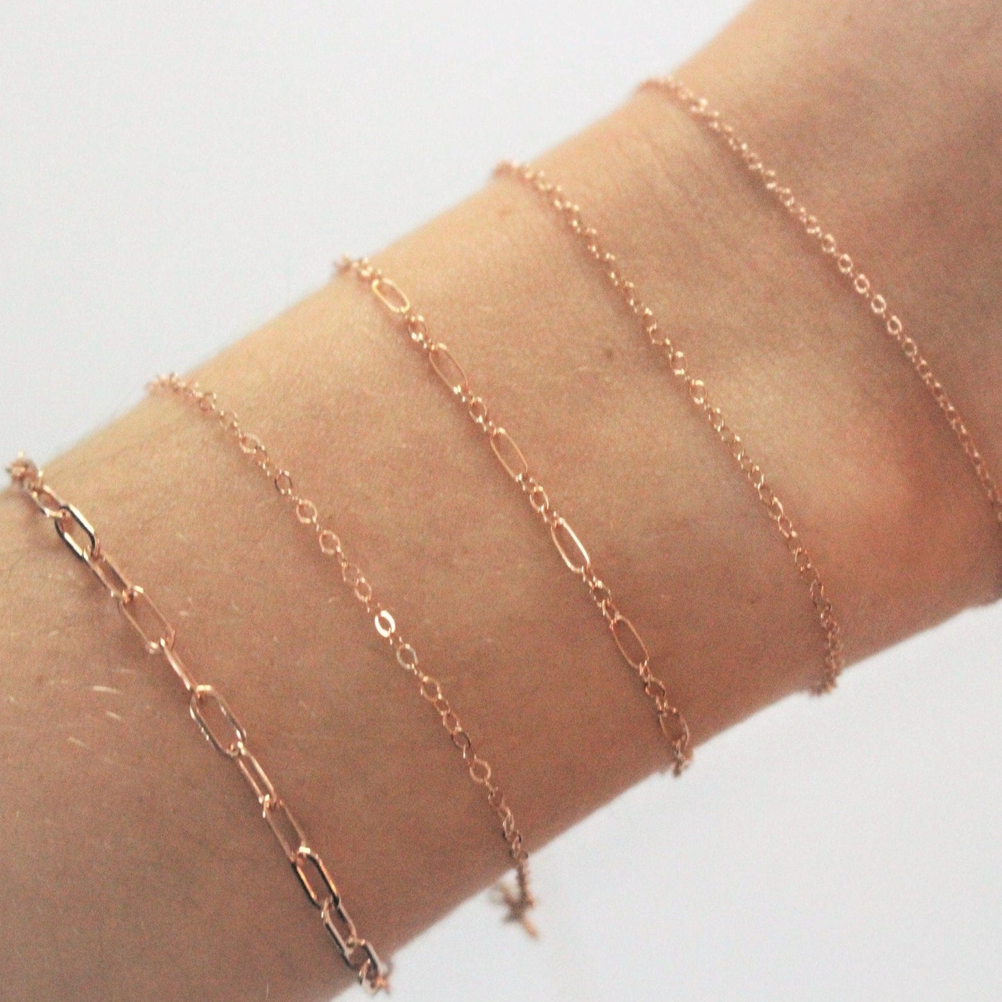 Bracelets Minimalistes en Or ROSE Rempli 14k  ∙ Chaînes Paperclip, Mailles, Cable, Serpentin ∙ Cadeau demoiselles d'honneurs