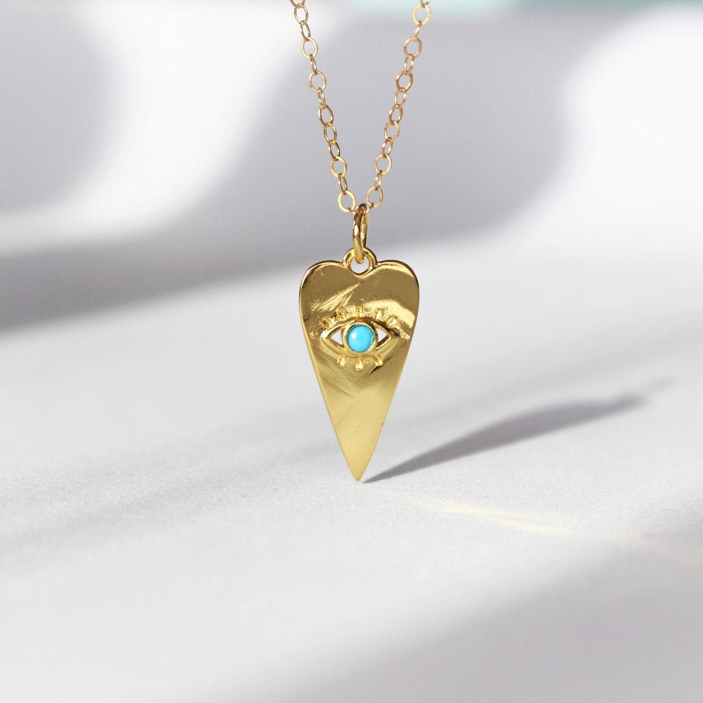 Turquoise evil eye necklace in 14K Gold Filled - Protection and Love