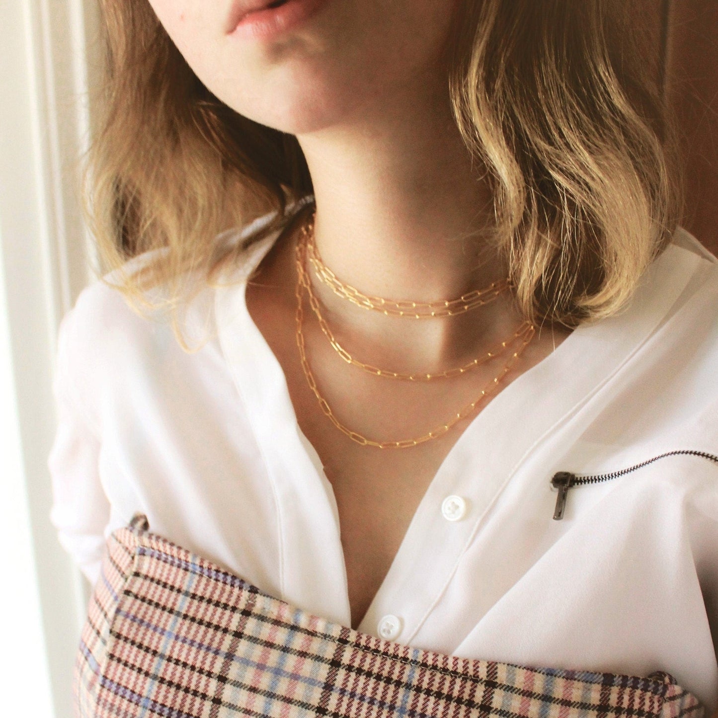 14k gold filled necklace ∙ Paperclip chain ∙ 3*8.8 mm