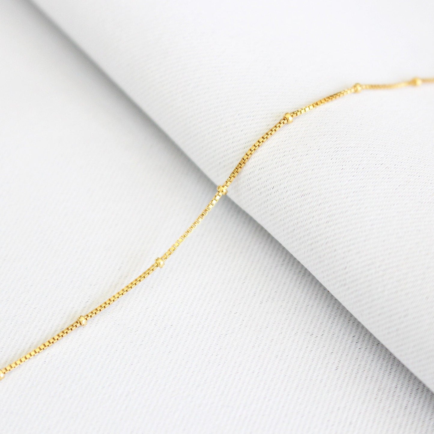 14k gold filled box with beads chain - Satellite necklace