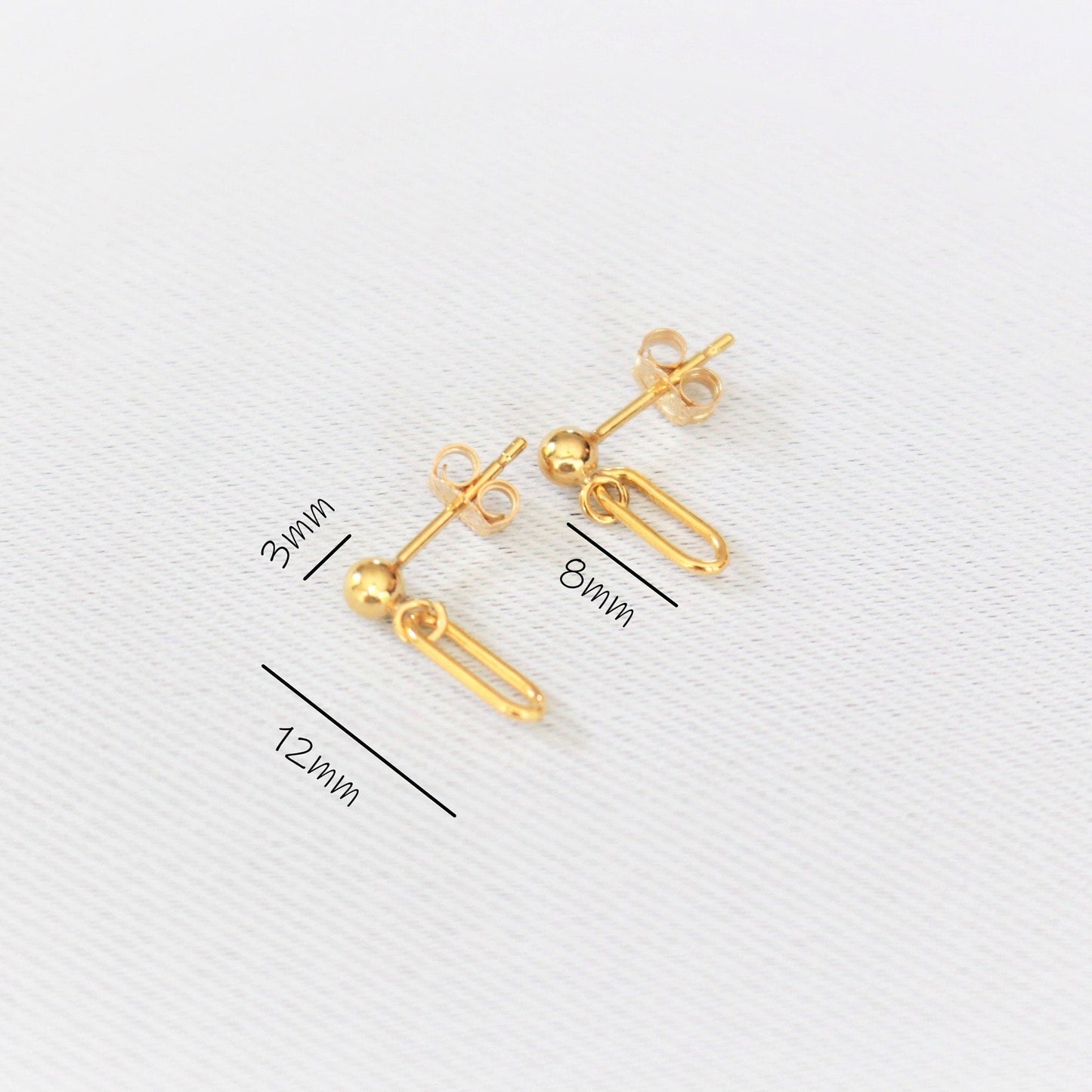 Boucles d'oreilles véritables en or 14 carats | Pendentif rectangle anneaux clou | Cadeau d'anniversaire | Bijou minimaliste | Cadeau de demoiselle d'honneur | Mignonne délicate