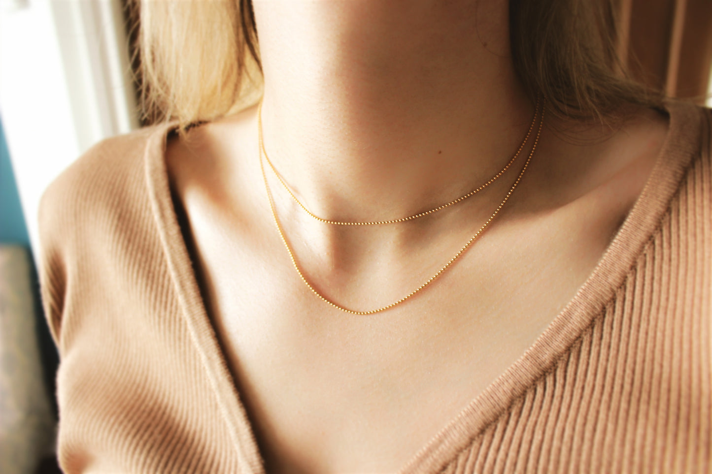14k gold filled ball chain ∙ 1 mm ∙ Gold necklace ∙ Dainty choker necklace ∙ Minimalist jewelry for women