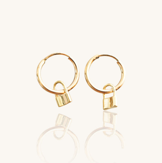 Tina - Removable Gold Filled Padlock hoop earrings