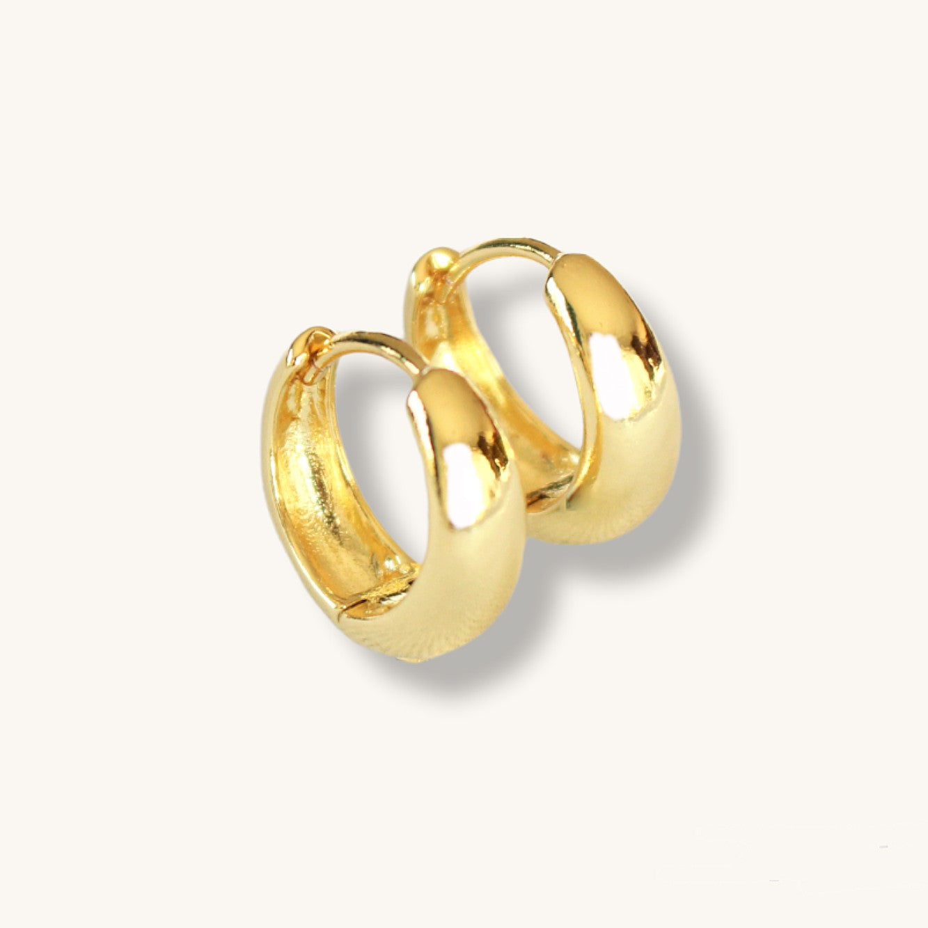 TIMELESS 15mm - 24k Thick gold hoops earrings · Minimalist Creole earrings · 1 pair · Long lasting earrings · Huggies