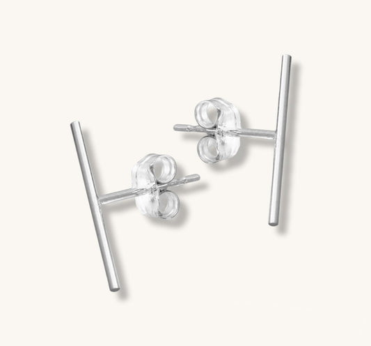 GROWTH - Sterling silver bar post ∙ Small Bar Earrings ∙ Gift for her ∙ Tiny Line Earrings ∙ Basic simple stud earrings
