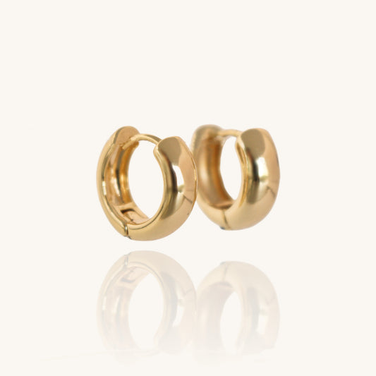 Timeless 14mm · Chunky Small 14kt Gold Hoops Earrings · Minimalist Creoles
