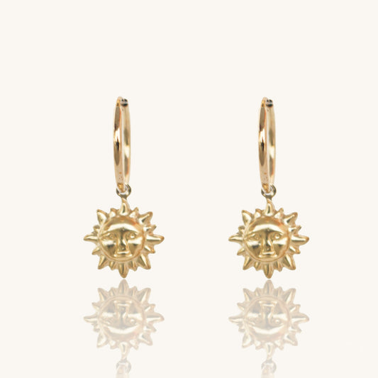 Sunny - Gold Sun Hoop Earrings in 14 Karat Gold Fill