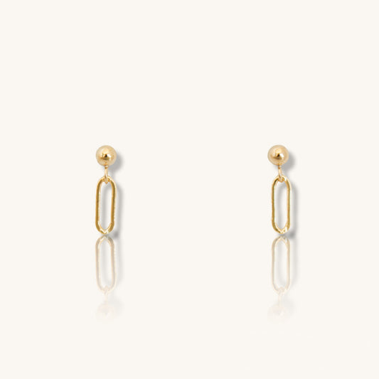 Boucles d'oreilles véritables en or 14 carats | Pendentif rectangle anneaux clou | Cadeau d'anniversaire | Bijou minimaliste | Cadeau de demoiselle d'honneur | Mignonne délicate