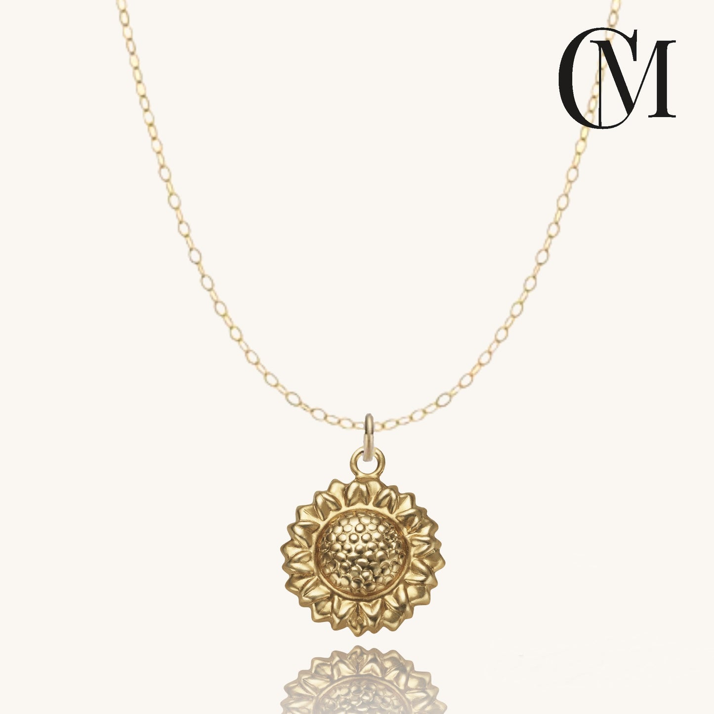 Tournesol - Collier rempli d'or 14 carats | Pendentif collier de fleurs | Collier marguerite