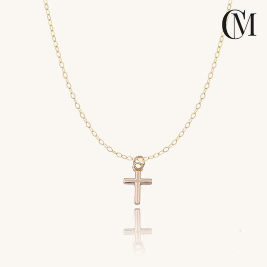 Collier mini croix rempli d'or 14 carats